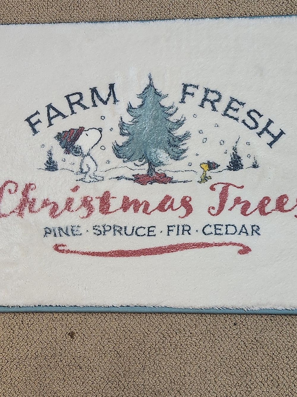 Brand New with Tags Snoopy Farm Fresh Christmas Tree Bathroom Rug